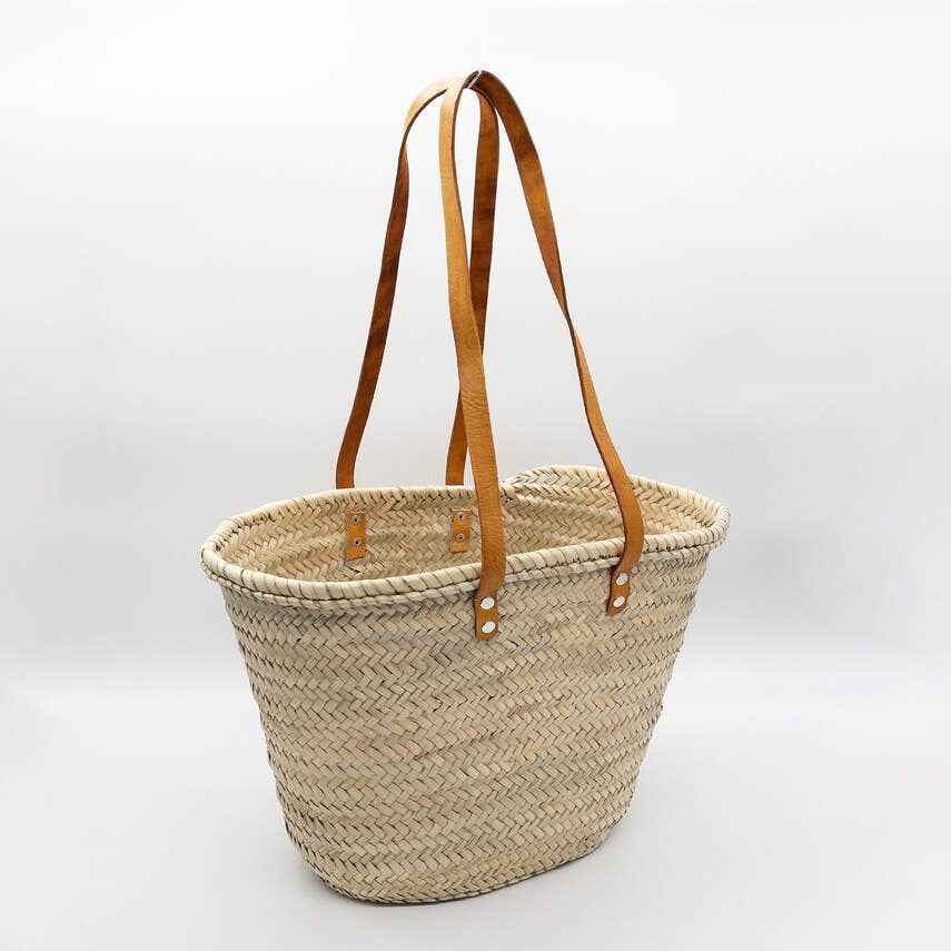 Grand panier de marché tressé à la main en palme naturelle
