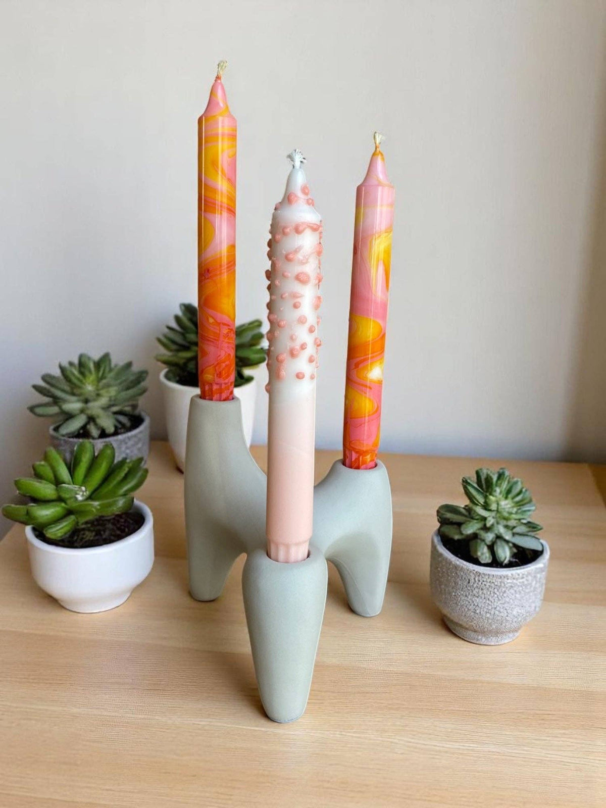 Bougie flambeau marbrée Loli-Pop, 2,3 × 20 cm