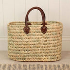 Sac de plage tissé, panier en paille, panier de marché français tissé