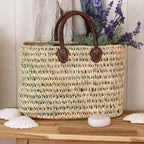 Sac de plage tissé, panier en paille, panier de marché français tissé