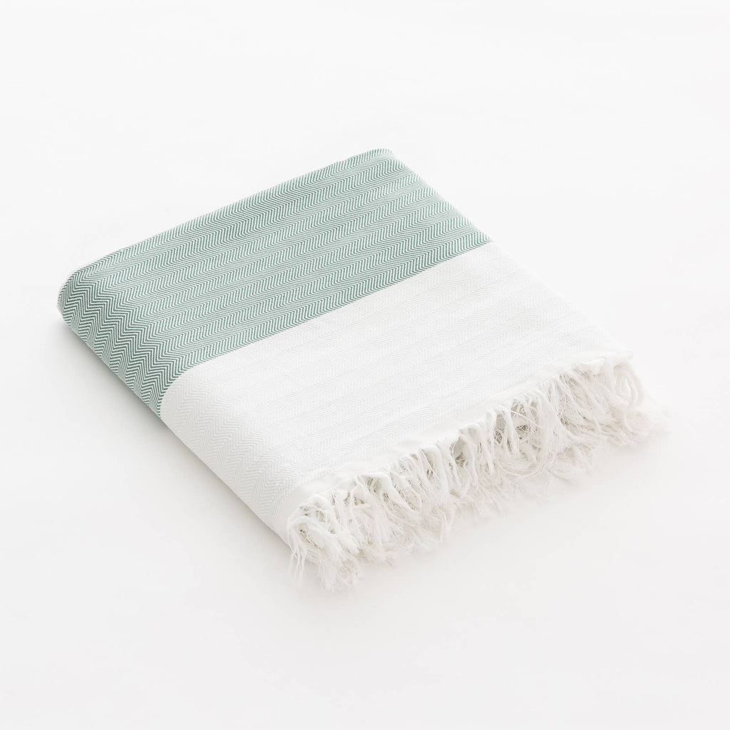 Lightweight striped cotton pareo with fringes STRIPES SEA