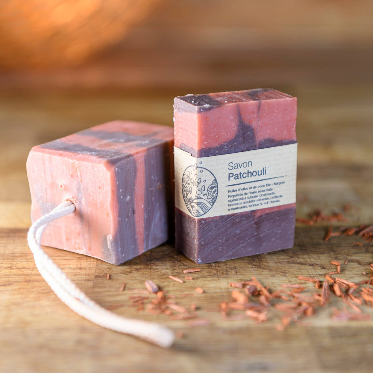 Savon solide au patchouli 100 g Savonnerie de la Buèges, vue 4