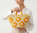 Panier français fait main – Cabas de plage en feuilles de palmier naturelles craftberber