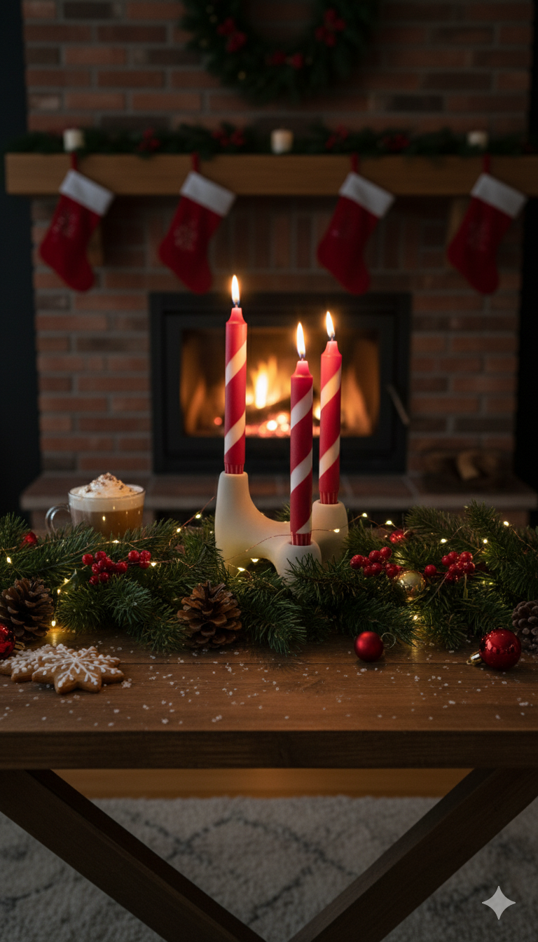 Bougie flambeau Joyeux Noël, 2,3 × 20 cm