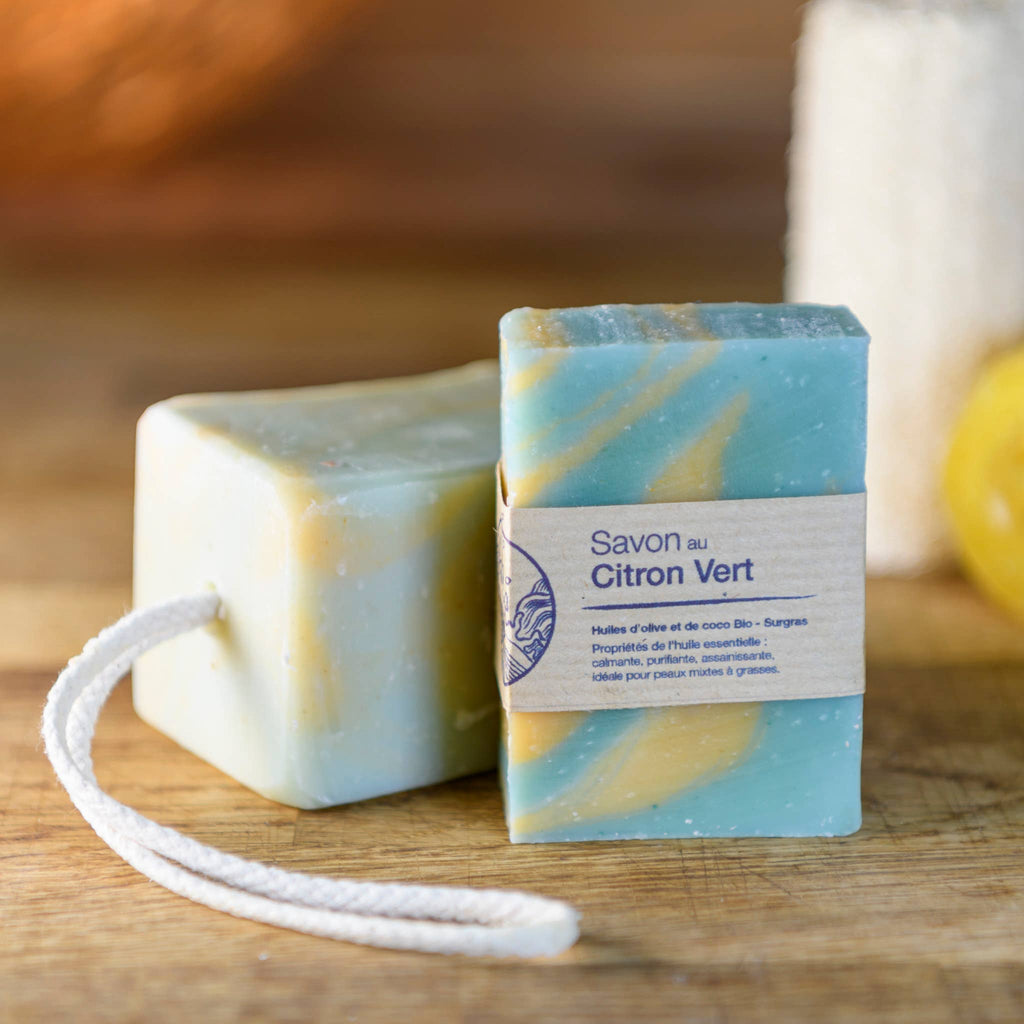 Savon solide au citron vert 100 g Savonnerie de la Buèges, vue 4