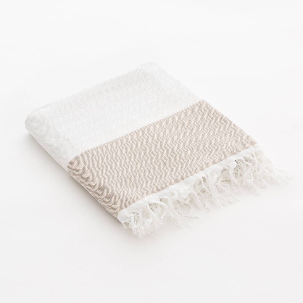 Lightweight striped cotton pareo with fringes STRIPES SEA
