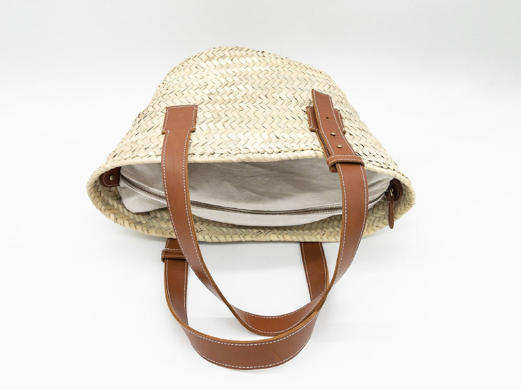 Sac panier cabas « French Basket » en paille naturelle