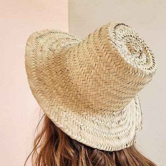 Chapeaux en paille marocains pour femmes et hommes, chapeau d'été en feuilles de palmier naturel