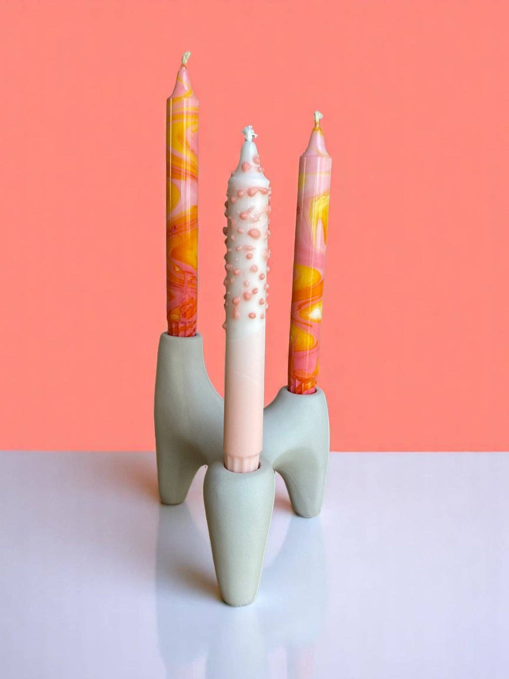 Bougie flambeau marbrée Loli-Pop, 2,3 × 20 cm