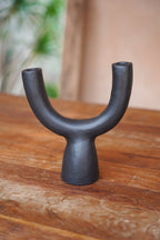 Black candle holder - terracotta - The Pohon