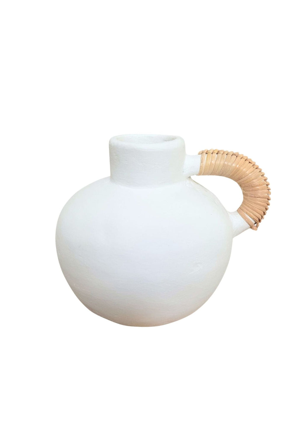 Rattan and terracotta vase - M - white