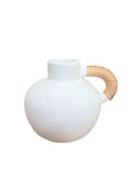 Rattan and terracotta vase - M - white
