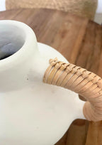 Rattan and terracotta vase - M - white