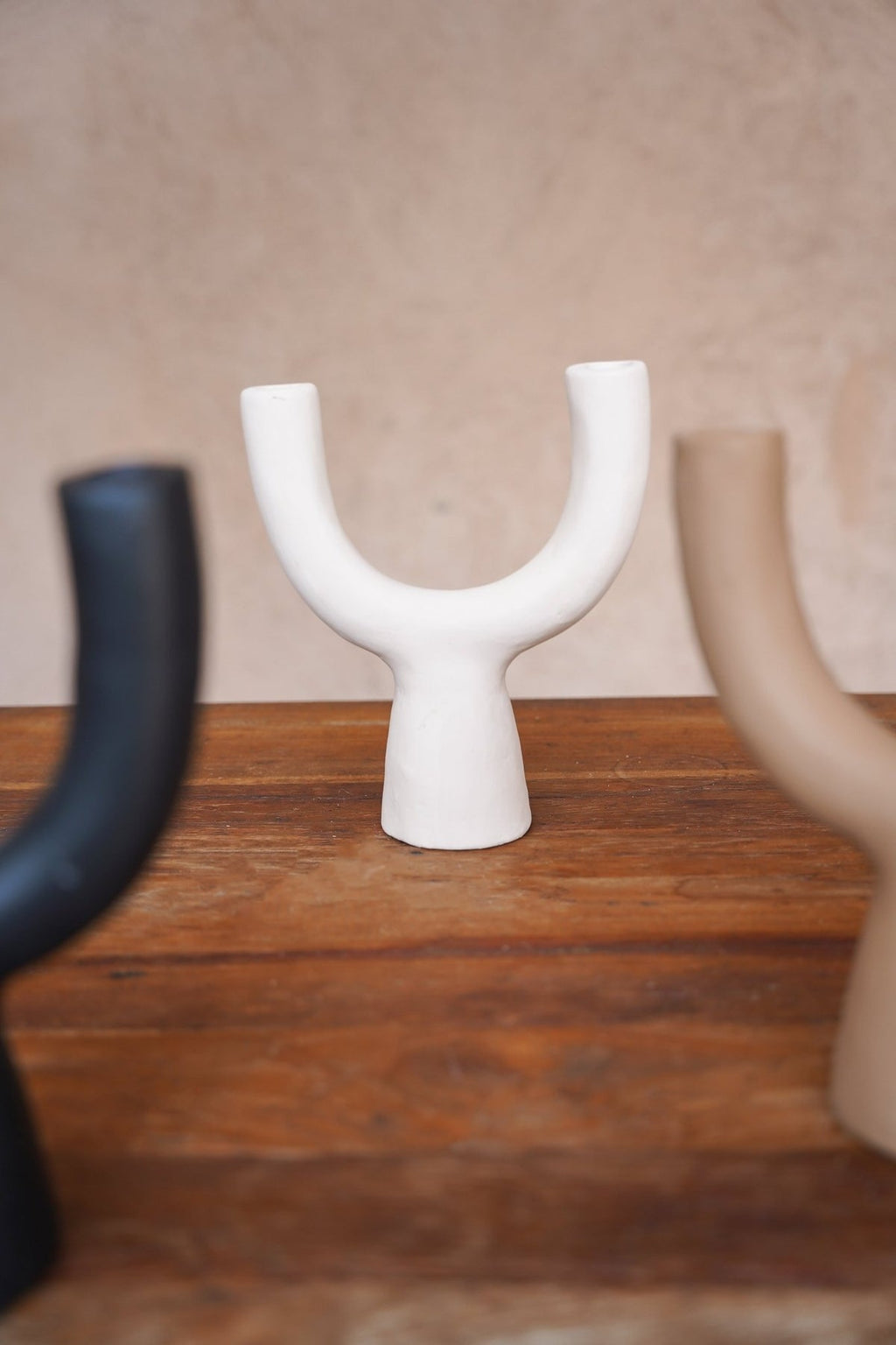 Natural candlestick - terracotta - The Pohon - sand color