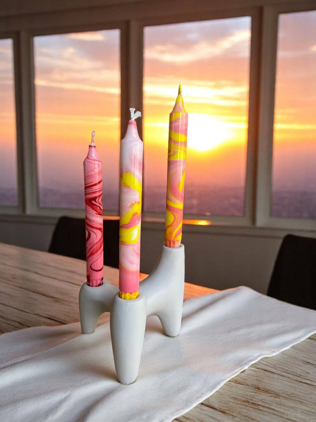 Bougie flambeau marbrée Velours rouge, 2,3 × 20 cm