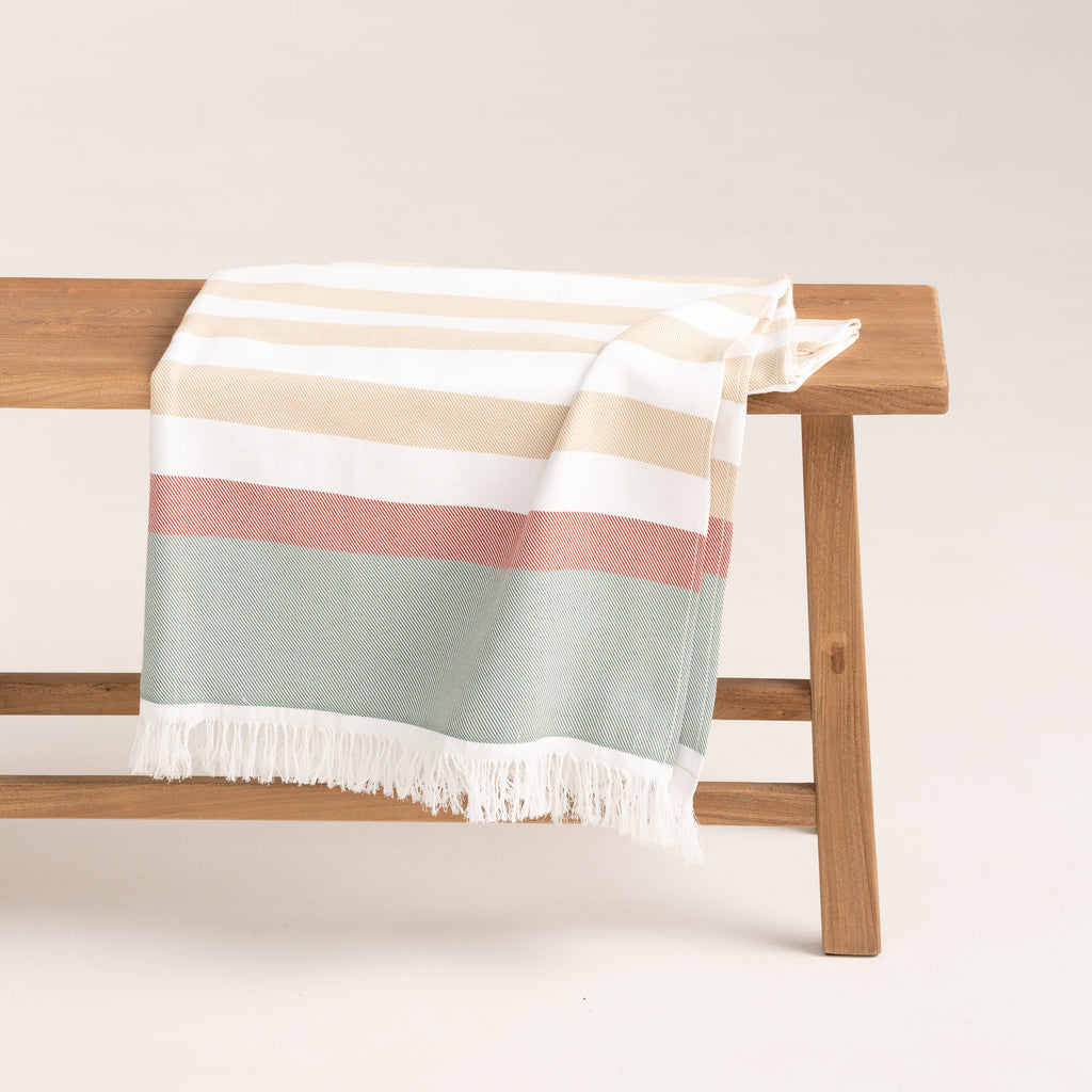 Lightweight cotton beach sarong with fringes HORIZONTE