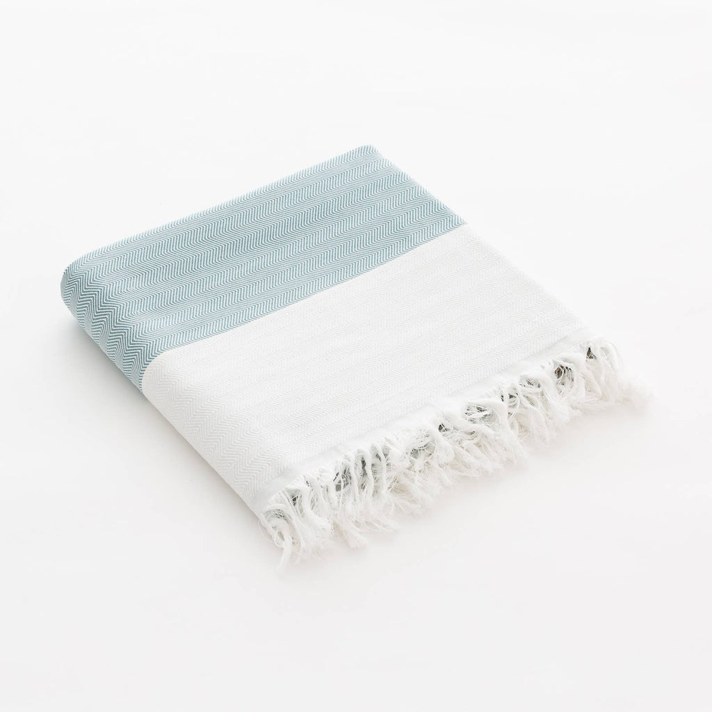 Lightweight striped cotton pareo with fringes STRIPES SEA