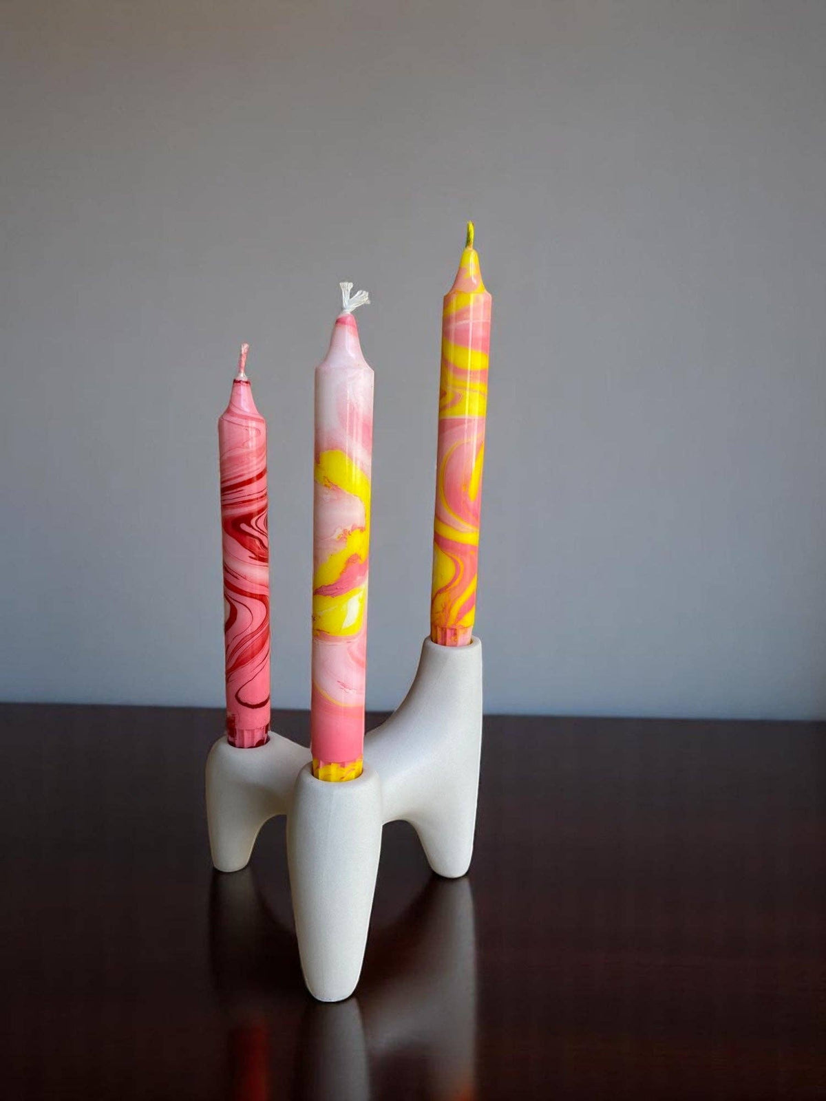 Bougie flambeau marbrée Velours rouge, 2,3 × 20 cm