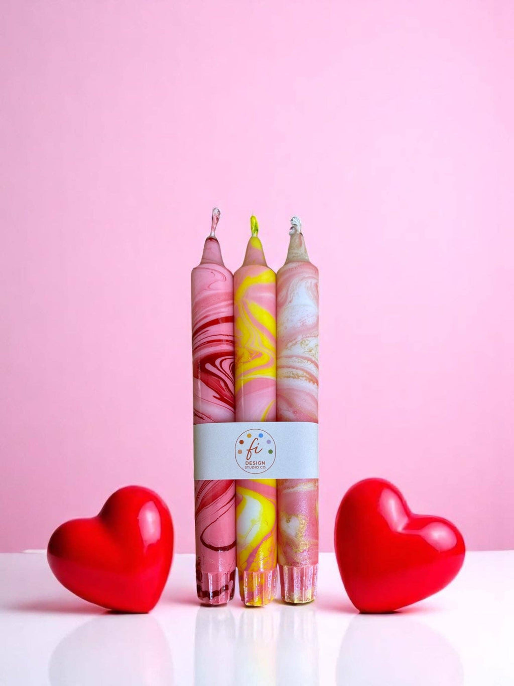 Bougie flambeau marbrée Velours rouge, 2,3 × 20 cm