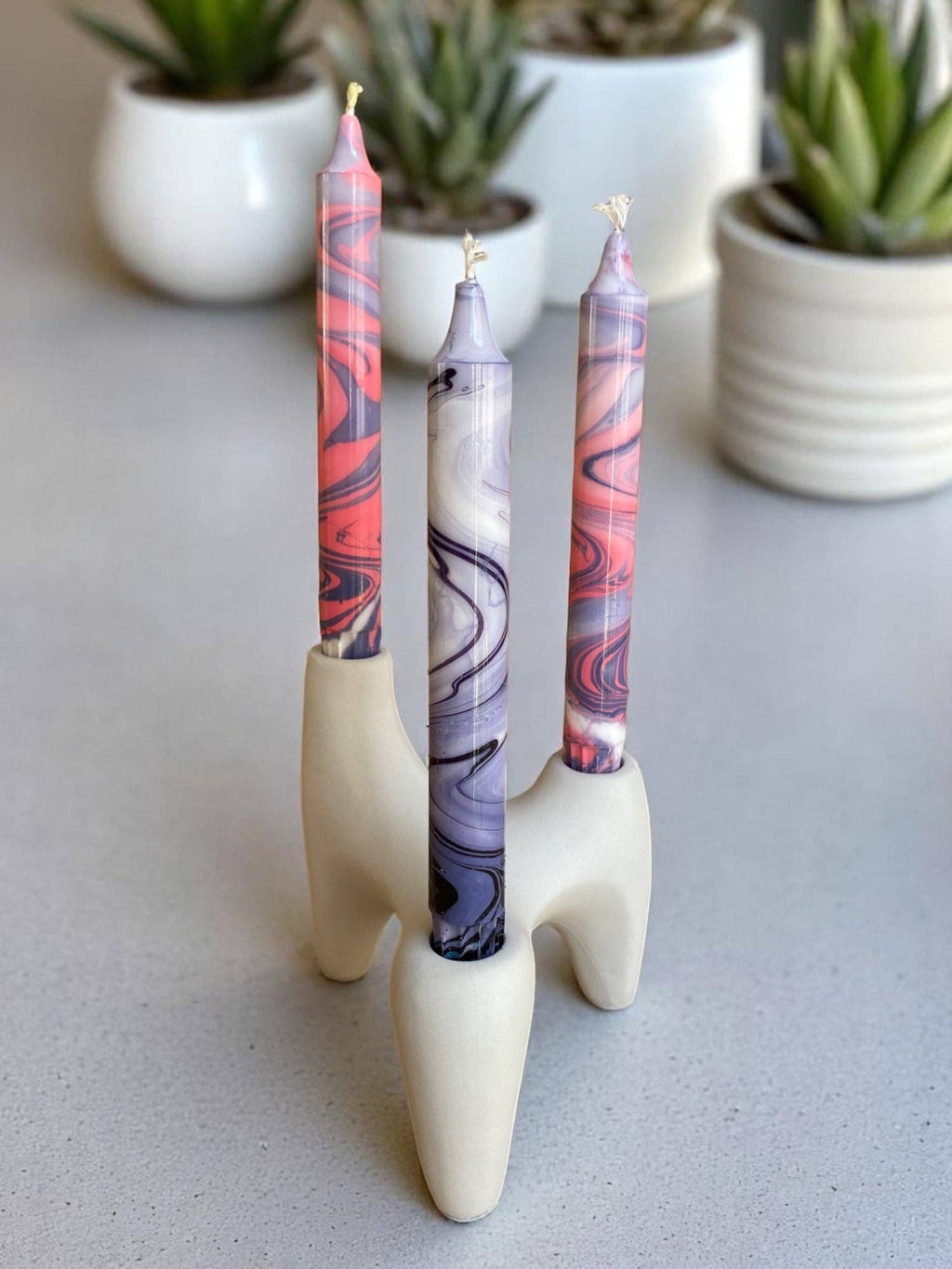 Bougie flambeau marbrée Éclosion cosmique, 2,3 × 20 cm
