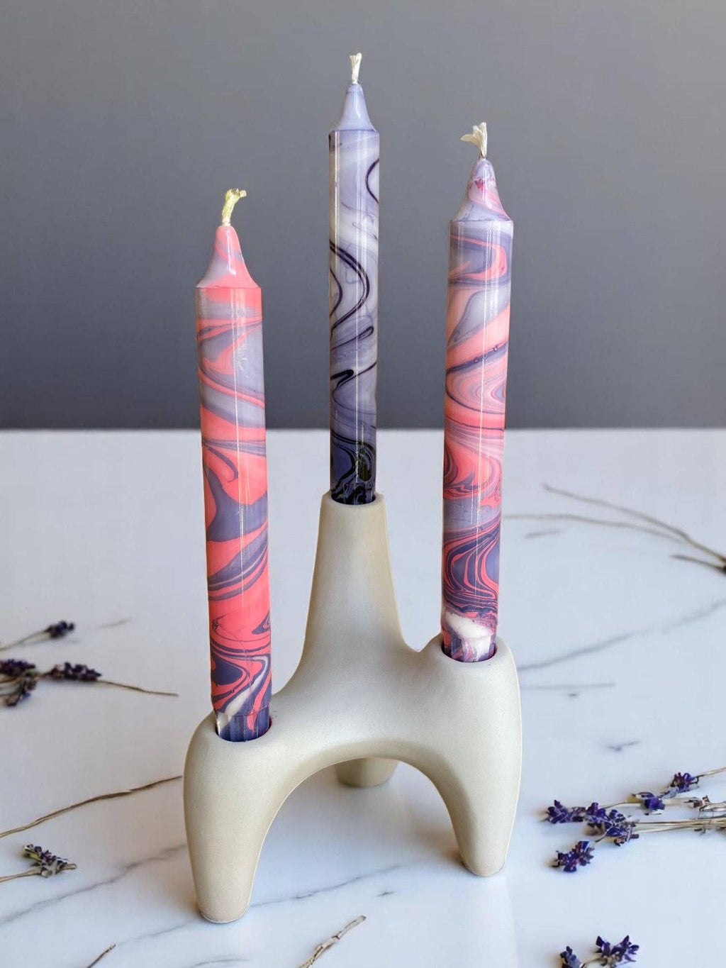 Bougie flambeau marbrée Éclosion cosmique, 2,3 × 20 cm