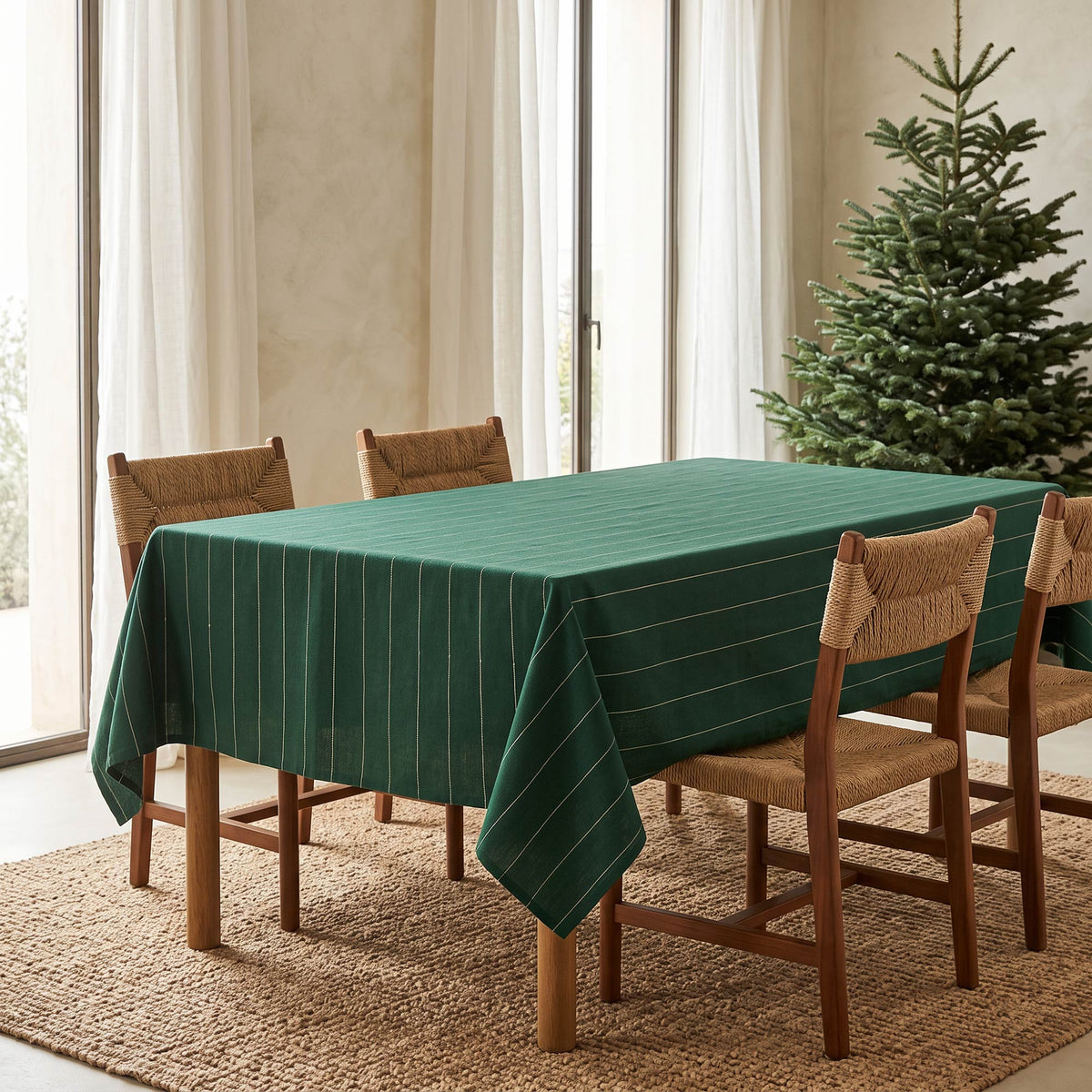 Nappe de Noël jacquard Senso verte