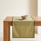 Chemin de table uni coton vert