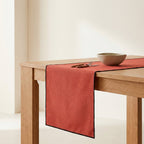 Chemin de table uni coton terracotta