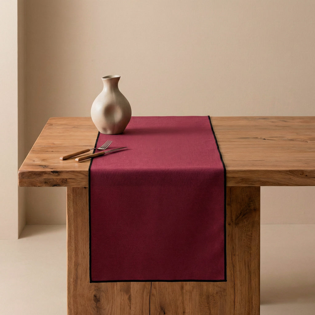 Chemin de table uni coton grenat