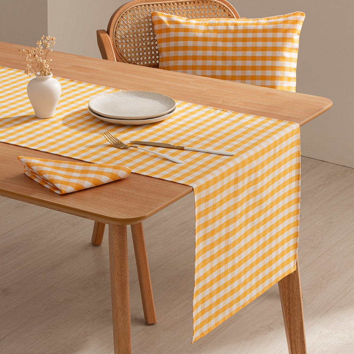 Chemin de table vichy jaune