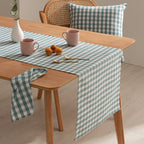 Chemin de table vichy vert d'eau