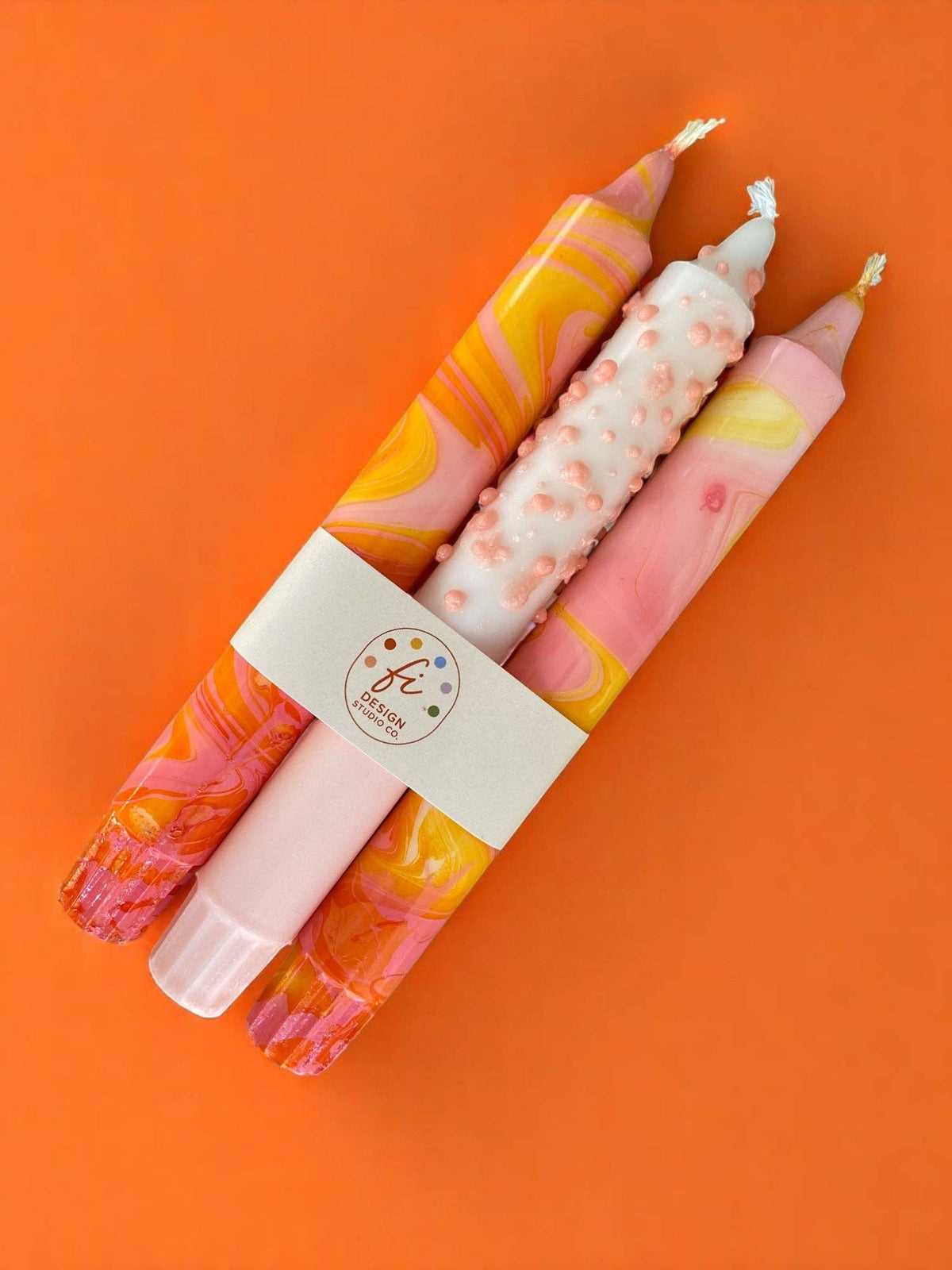 Bougie flambeau marbrée Loli-Pop, 2,3 × 20 cm