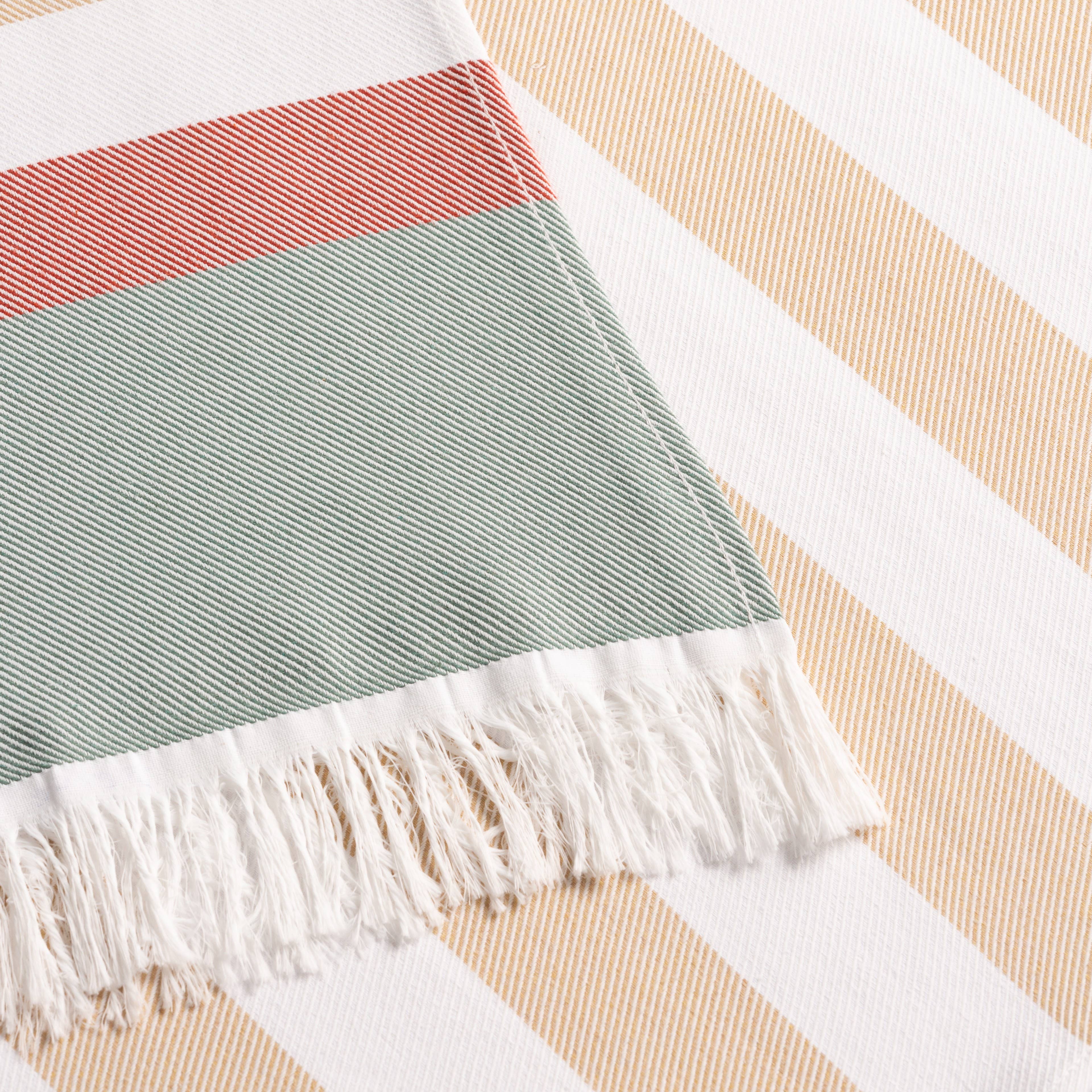 Lightweight cotton beach sarong with fringes HORIZONTE