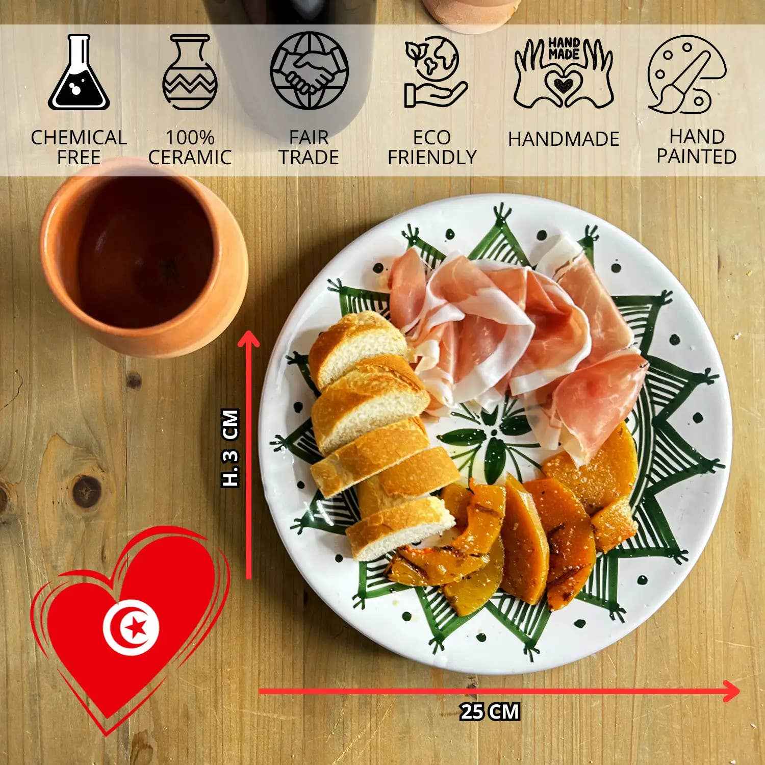 Assiette Décorative En Céramique Tunisienne Peinte À La Main #2