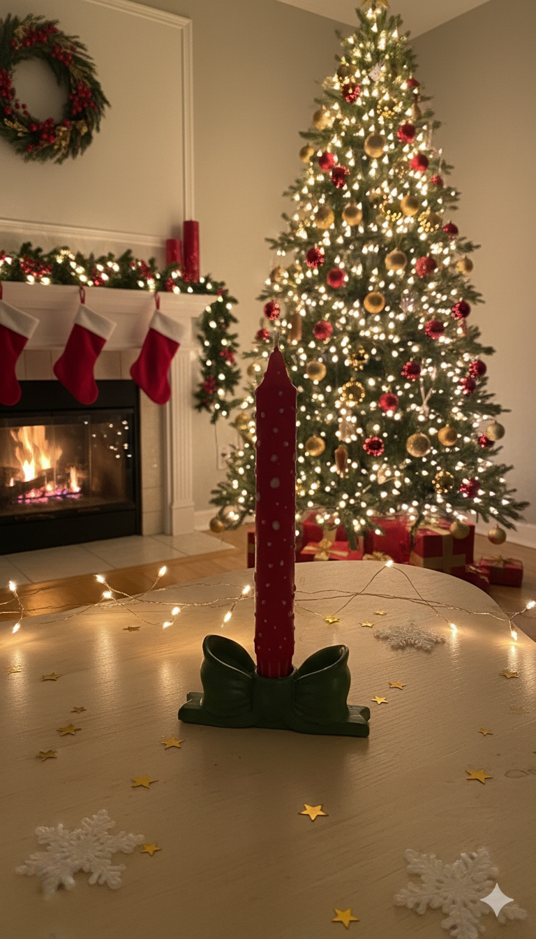 Bougie flambeau Joyeux Noël, 2,3 × 20 cm