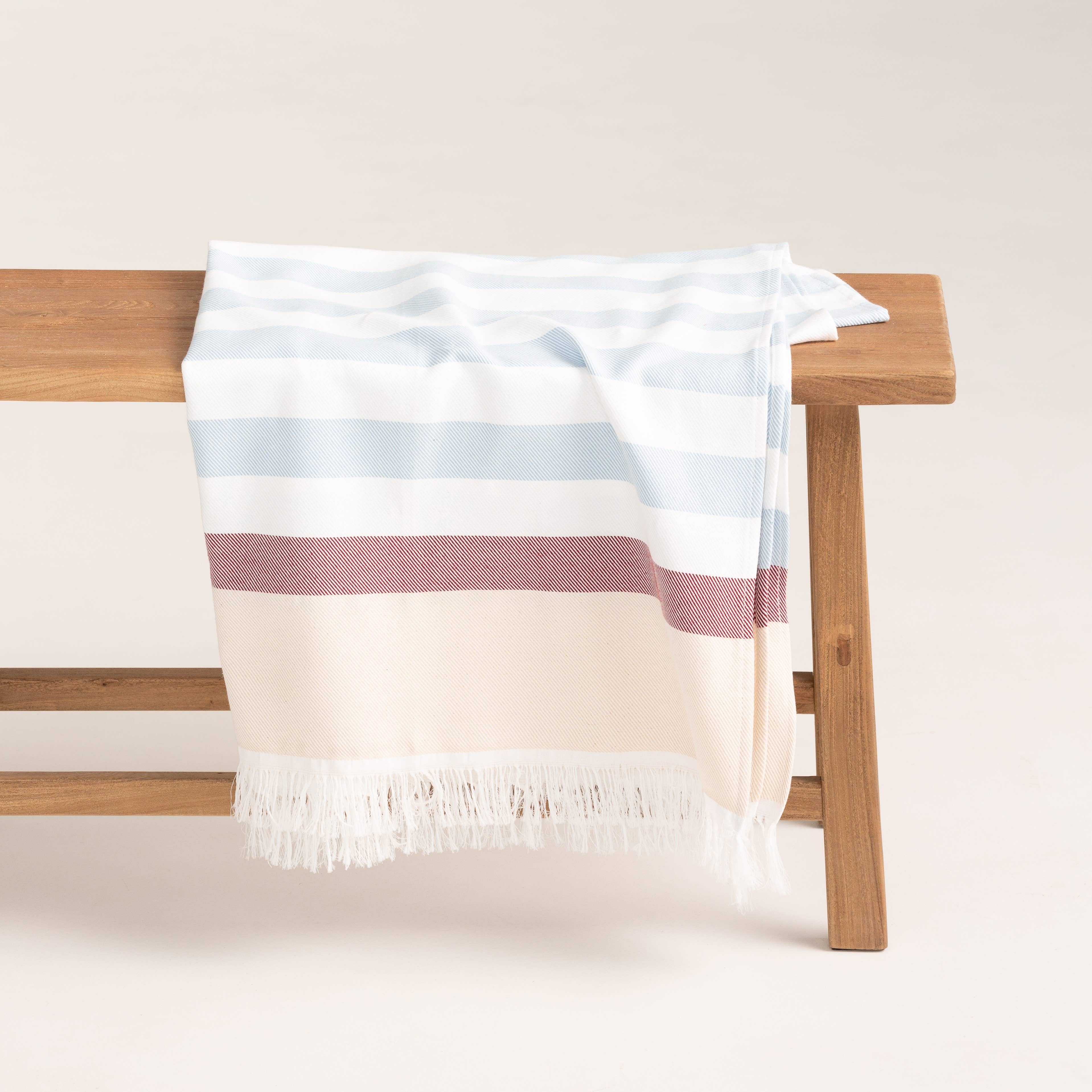 Lightweight cotton beach sarong with fringes HORIZONTE
