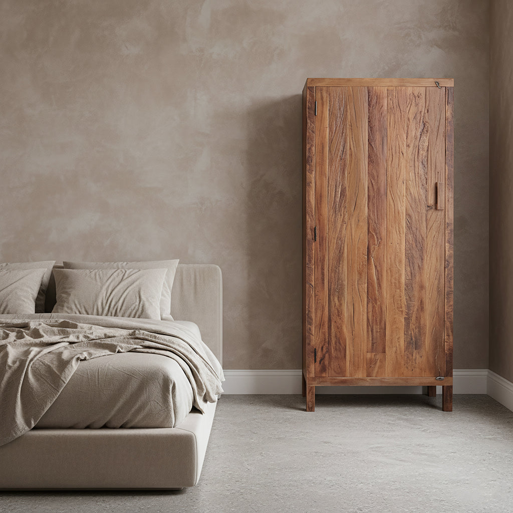 Farmwood 1-door wardrobe - FSC certified recycled wood - 80 x 40 x 180 cm