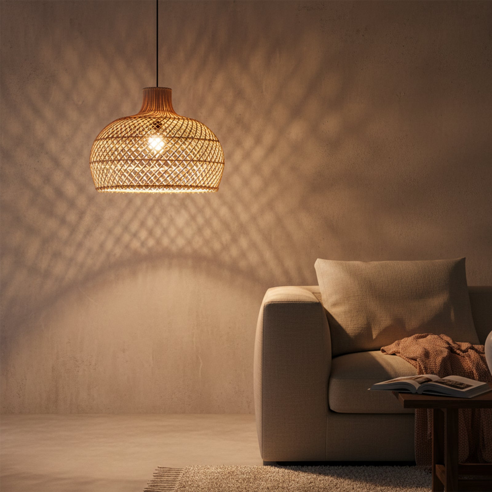 Maze suspension en rotin naturel - Ø 42 x 36 cm