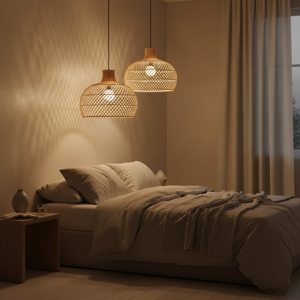 Maze suspension en rotin naturel - Ø 42 x 36 cm