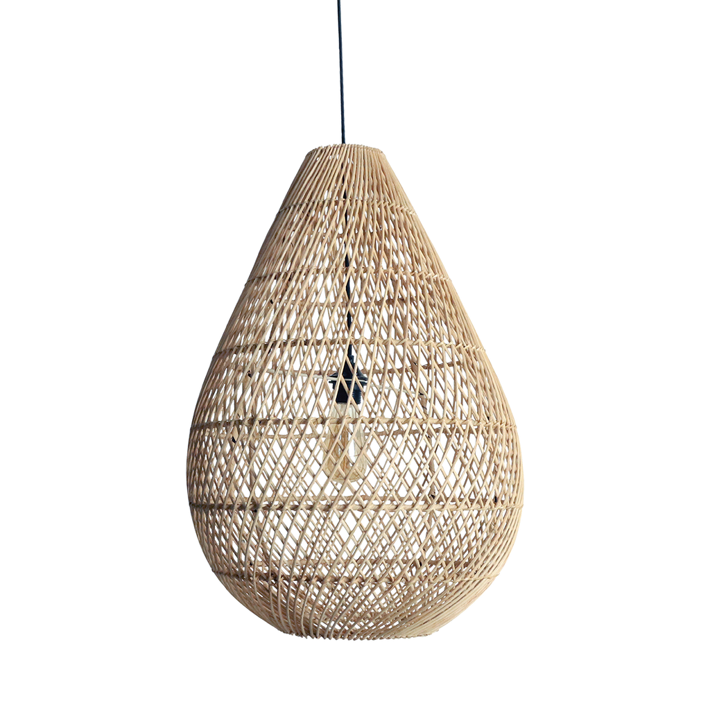 Maze natural rattan drop-shaped pendant light - Ø 45 x 65 cm