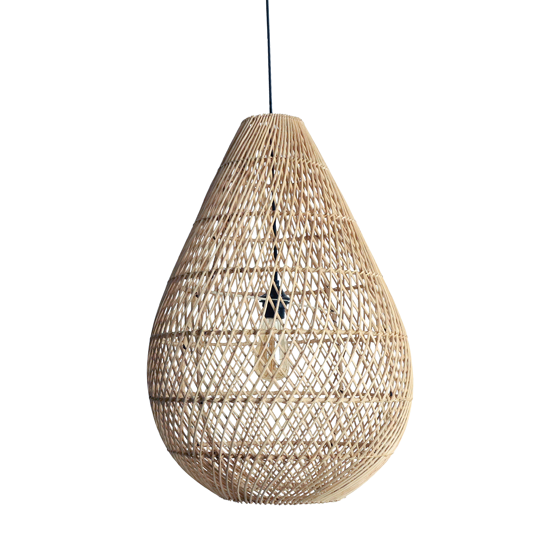 Maze suspension en rotin naturel en forme de goutte - Ø 45 x 65 cm