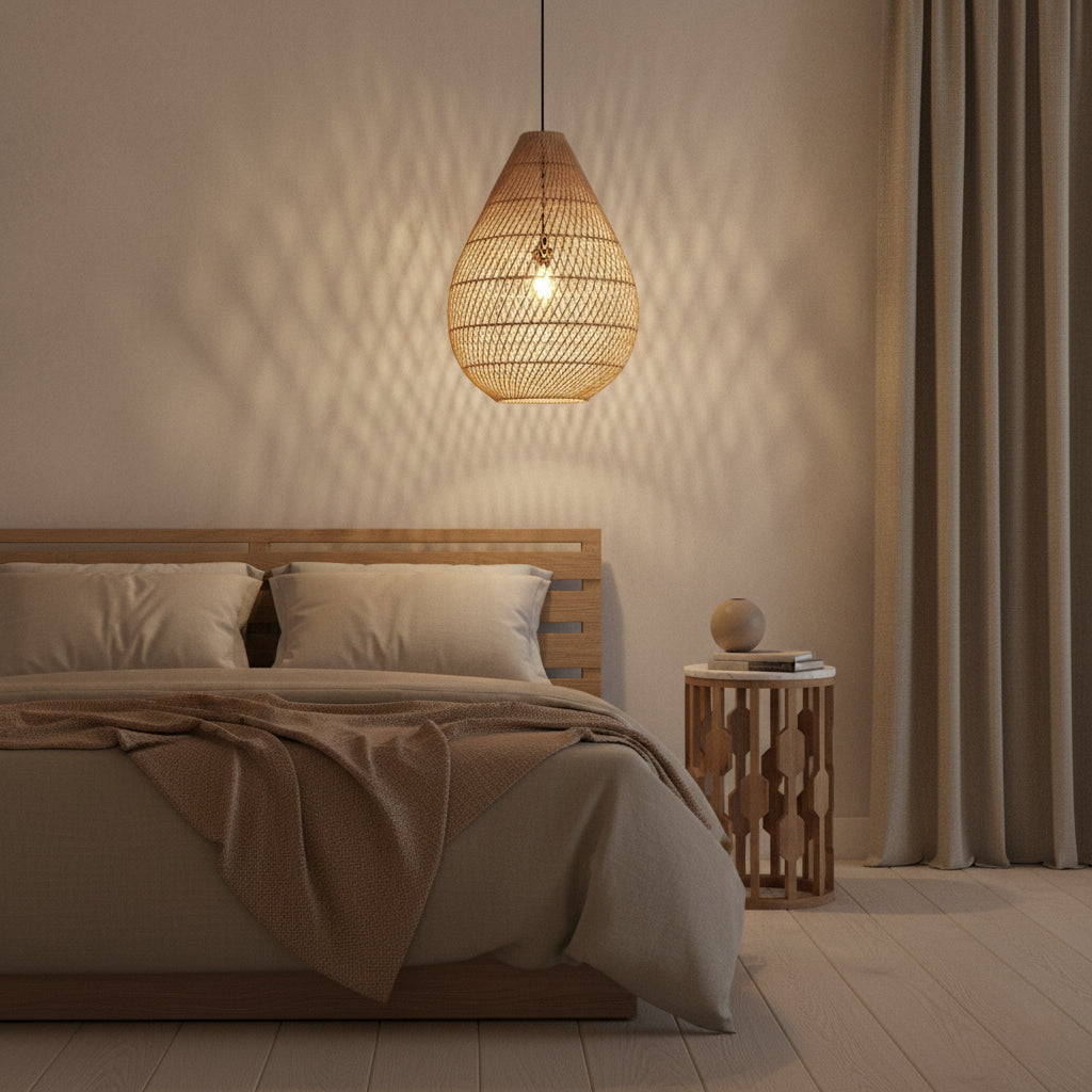 Maze suspension en rotin naturel en forme de goutte - Ø 45 x 65 cm