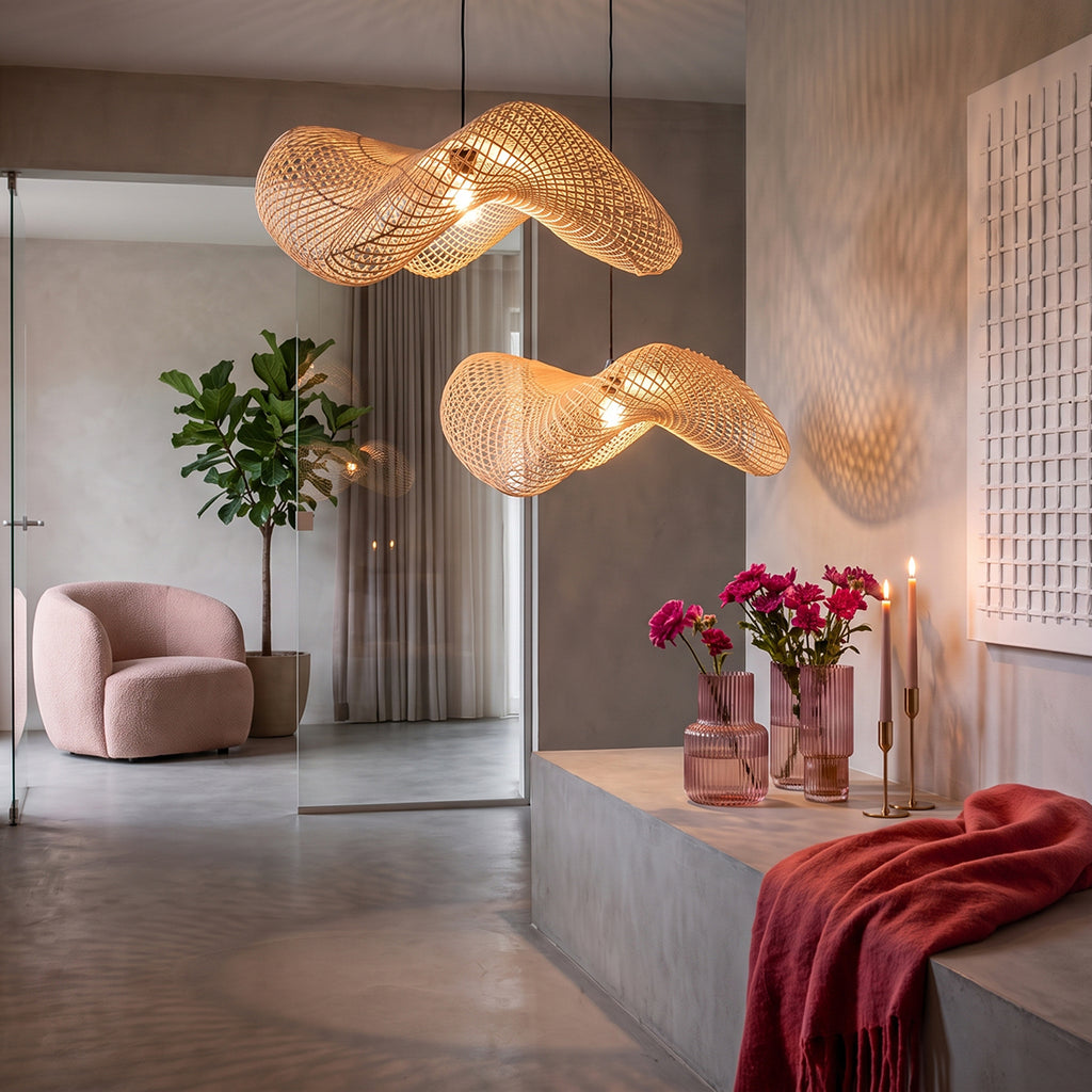 Suspension Wave en rotin - Élégance Naturelle pour Votre Intérieur