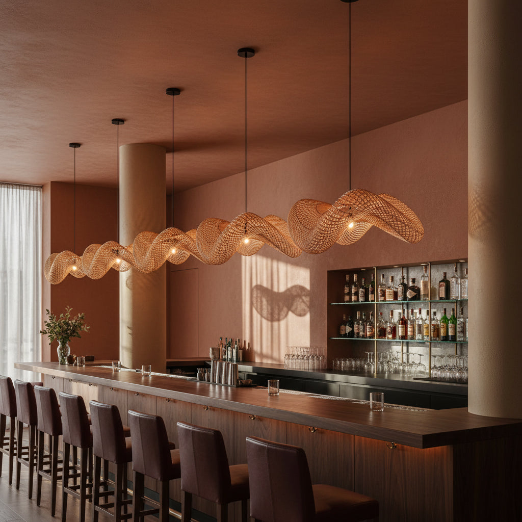 Wave Rattan Suspension Lamp L - Ø 71 x 26 cm