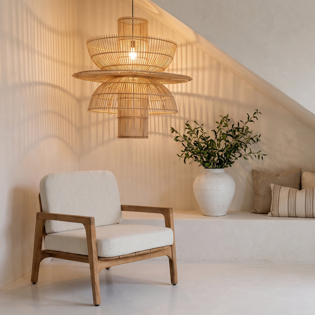 Suspension Saturn en rotin - Ø 65 x 63 cm