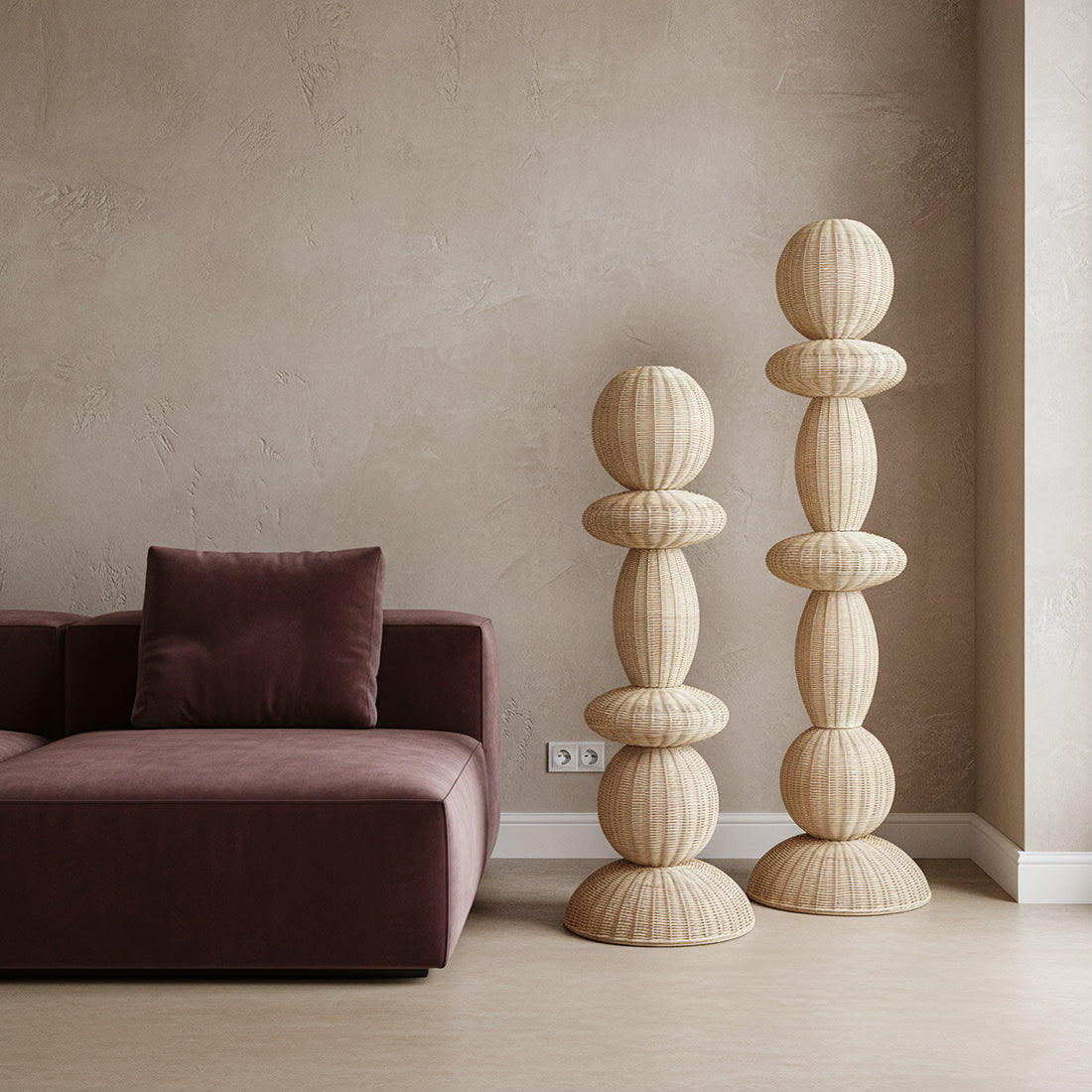 Tao rattan floor lamp - 175 cm