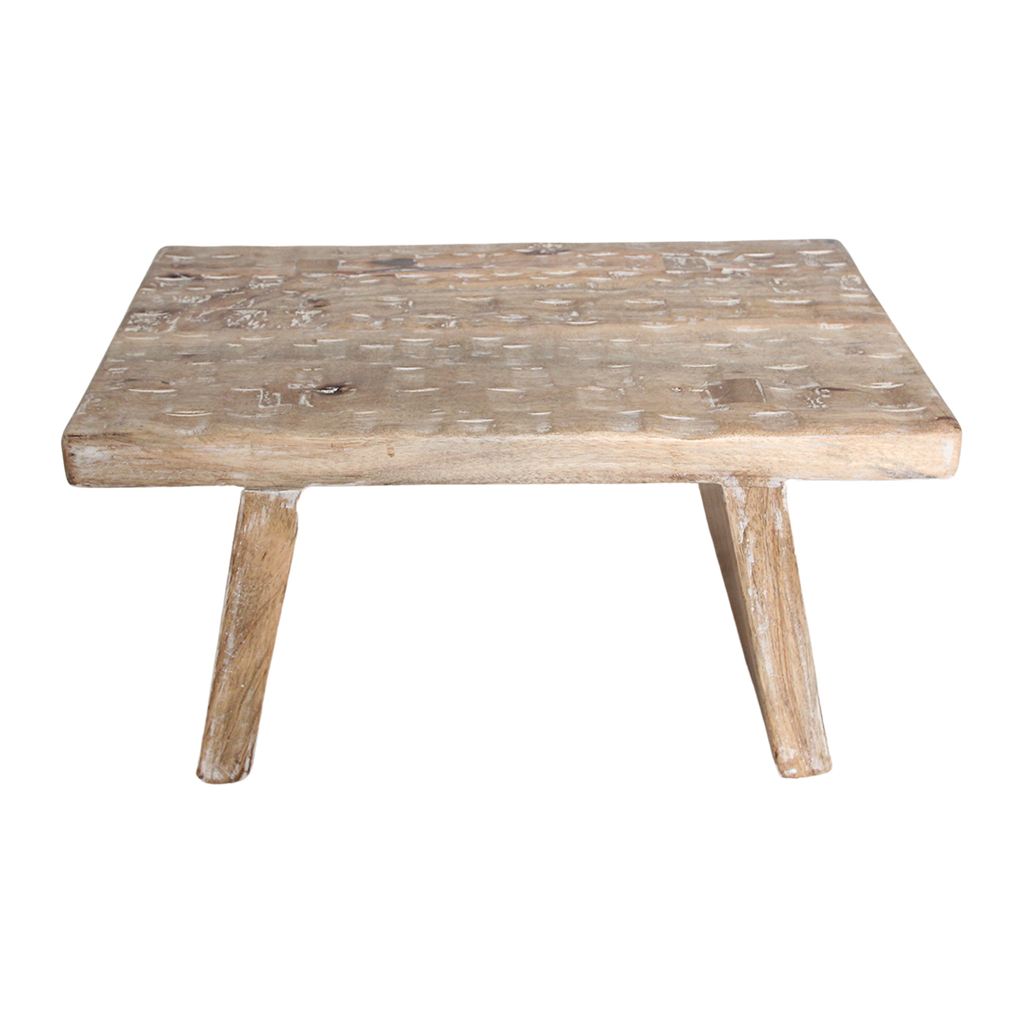 Natural mango wood side table/stool - 40x25x20 cm