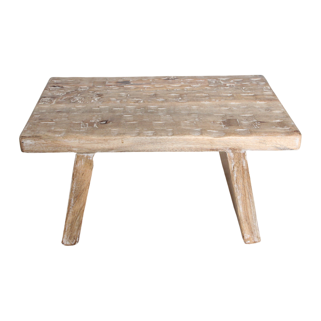 Table d'appoint/tabouret en bois de manguier naturel - 40x25x20 cm