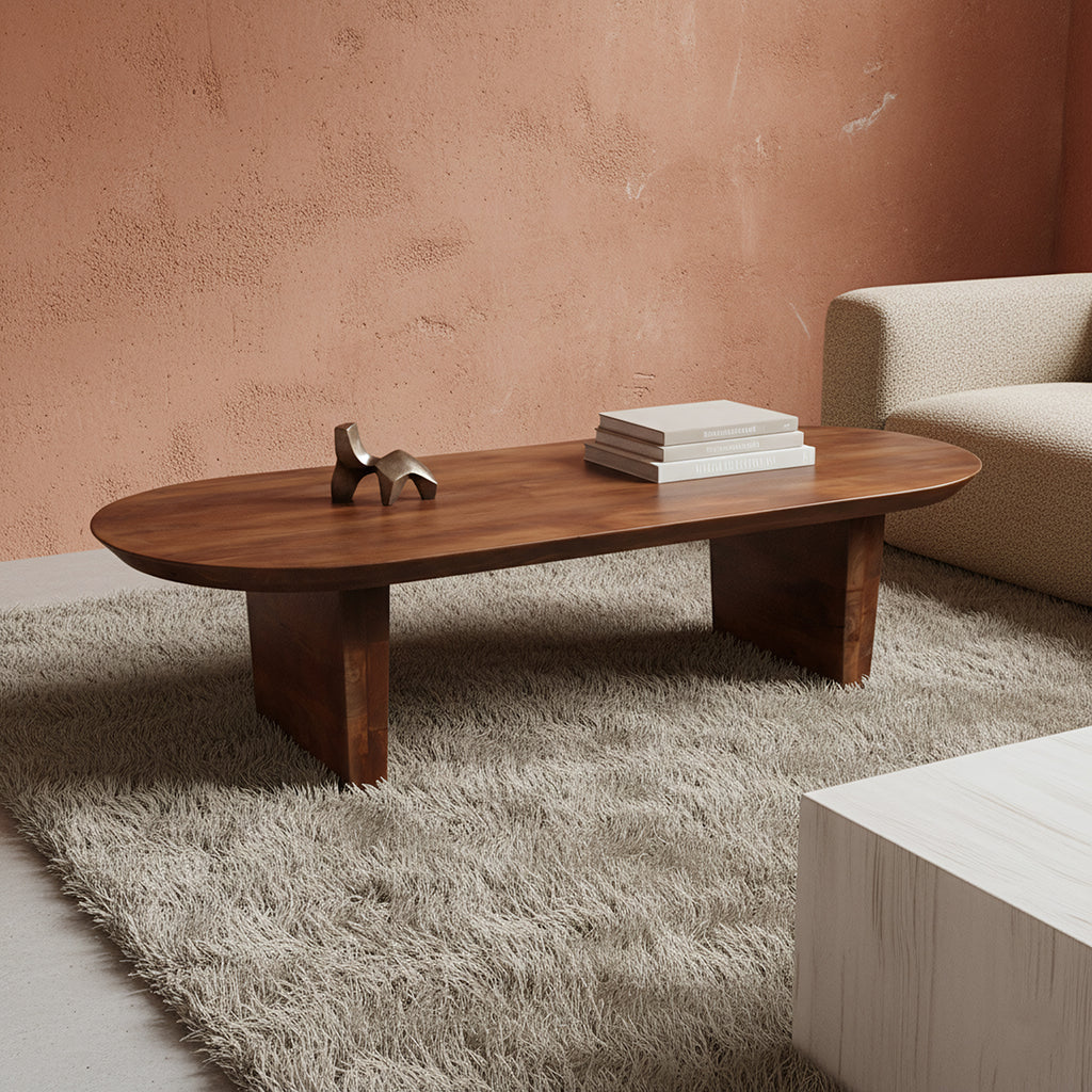 Brown round-edge coffee table
