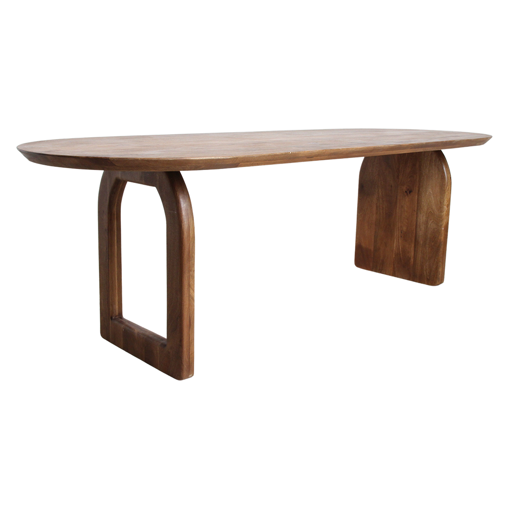Round-edged dining table - brown - 200 - mixed base